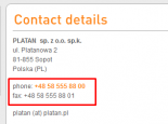 Platan Click2Call - automatic change of phone numbers on the web pages into active links