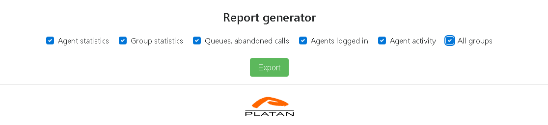 Report export in Platan Call Monitor